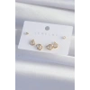 Pirinç Gold Renk Zirkon Taşlı Damla Model Küpe Seti