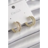 Pirinç Gold Renk Zirkon Taşlı Halka Model Kadın Küpe