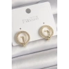 Pirinç Gold Renk Zirkon Taşlı Halka Model Kadın Küpe