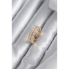 Pirinç Gold Renk Zirkon Taşlı Kadın Yüzük