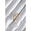 Pirinç Gold Renk Zirkon Taşlı Kalp Charm Model Kadın Yüzük