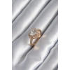 Pirinç Gold Renk Zirkon Taşlı Kalp Charm Model Kadın Yüzük