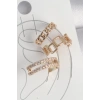 Pirinç Gold Renk Zirkon Taşlı Kare Zincir Model Kadın Kıkırdak Küpe