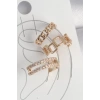 Pirinç Gold Renk Zirkon Taşlı Kare Zincir Model Kadın Kıkırdak Küpe