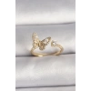 Pirinç Gold Renk Zirkon Taşlı Kelebek Model İnci Detay Ayarlanabilir Yüzük