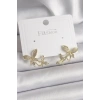 Pirinç Gold Renk Zirkon Taşlı Kelebek Model Kadın Küpe