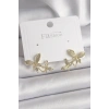 Pirinç Gold Renk Zirkon Taşlı Kelebek Model Kadın Küpe