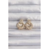 Pirinç Gold Renk Zirkon Taşlı Oval Form Küpe