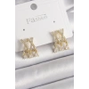 Pirinç Gold Renk Zirkon Taşlı X Model Sallantı Detay Kadın Küpe
