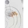 Pirinç Gold Renk Zirkon Taşlı Yaprak Model Kadın Kıkırdak Küpe