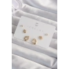 Pirinç Gold Renk Zirkon Taşlı Yaprak Model Küpe Seti