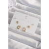 Pirinç Gold Renk Zirkon Taşlı Yaprak Model Küpe Seti