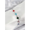 Pirinç Gümüş Renk Karışık Renk Zirkon Taşlı Kadın Bileklik