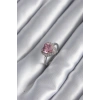 Pirinç Gümüş Renk Pembe Zirkon Taş Kalp Charm Model Kadın Yüzük