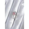 Pirinç Gümüş Renk Pembe Zirkon Taş Kalp Charm Model Kadın Yüzük