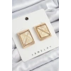 Pirinç Krem Üçgen Kesim Detaylı Kare Model Vintage Gold Renk Kadın Küpe