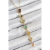 Pirinç Renkli Zirkon Taşlı Model Gold Renk 7 Element Kadın Y Kolye