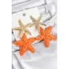 Pirinç Sallantılı Turuncu Deniz Yıldızı Model Gold Renk Hasır Küpe