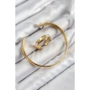 Pirinç Zirkon Taşlı Ayrık Model Gold Renk Bileklik Yüzük Set