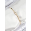 Pirinç Zirkon Taşlı Dikdörtgen Model Ezme Zincir Gold Renk Kadın Bileklik