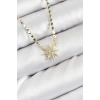 Pirinç Zirkon Taşlı Kutup Yıldızı Model Ezme Zincir Gold Renk Kadın Kolye