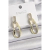 Pirinç Zirkon Taşlı Sallantı Kadın Küpe