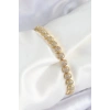 Pirinç Zirkon Taşlı Yarım Topcuk Model Gold Renk VIP Seri Kadın Bileklik