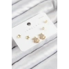 Pirinç Zirkon Taşlı Yıldız Model Gold Renk 925 Ayar Gümüş Çivi Kadın Küpe Set