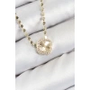 Pirinç Zirkon Taşlı Yonca Model Ezme Zincir Gold Renk Kadın Kolye