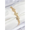Pirinç Zirkon Taşlı Yonca Model Gold Renk Kadın Bileklik