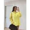 Poplin Kadın Yakalı Yandan Yırtmaçlı Arka Pens Detaylı Gömlek - Sarı