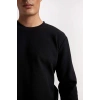 Regular Fit Bisiklet Yaka Jakarlı Sweatshirt