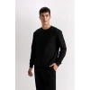 Regular Fit Bisiklet Yaka Jakarlı Sweatshirt