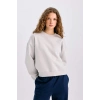 Regular Fit Bisiklet Yaka Kalın Basic Düz Sweatshirt