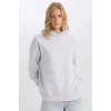 Relax Fit Kapüşonlu Kalın Basic Düz Sweatshirt D9935AX24WN