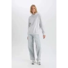 Relax Fit Kapüşonlu Kalın Basic Düz Sweatshirt D9935AX24WN