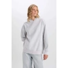 Relax Fit Kapüşonlu Kalın Basic Düz Sweatshirt D9935AX24WN