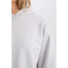 Relax Fit Kapüşonlu Kalın Basic Düz Sweatshirt D9935AX24WN