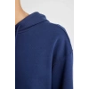 Relax Fit Kapüşonlu Kanguru Cepli Kalın Basic Düz Sweatshirt