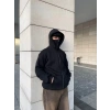Samuray Ninja Çift Kapşonlu ZIP Fermuarlı Kanguru Çepli Tam Fermuarlı Hoodie Swetshirt - Siyah