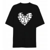 Sevgililer Günü İçin Özel Tasarım Love Kalp Baskılı T-shirt - Siyah
