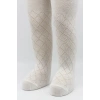 Tekli Ekose Kabartma Penye Külotlu Çorap BS50105 Ekru