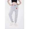 ÜÇ İPLİK LASTİKLİ BASKILI EŞOFMAN PANTOLON - GRİ
