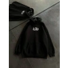 Üç İplik Penye Uzun Kol Kapşonlu Baskılı SweatShirt - Siyah