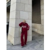 Üç İplik Yakalı Sweat Baggy Pantalonlu Takım - Bordo