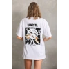 UNİSEX BASKILI OVERSİZE T-SHİRT - BEYAZ