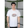 Unisex Baskılı Oversize T-Shirt - Beyaz