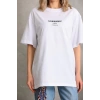 UNİSEX BASKILI OVERSİZE T-SHİRT - BEYAZ