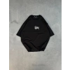 Unisex Bisiklet Yaka Baskılı Oversize T-Shirt - Siyah