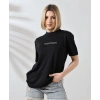 Unisex Bisiklet Yaka Baskılı Slim Fit T-Shirt - Siyah